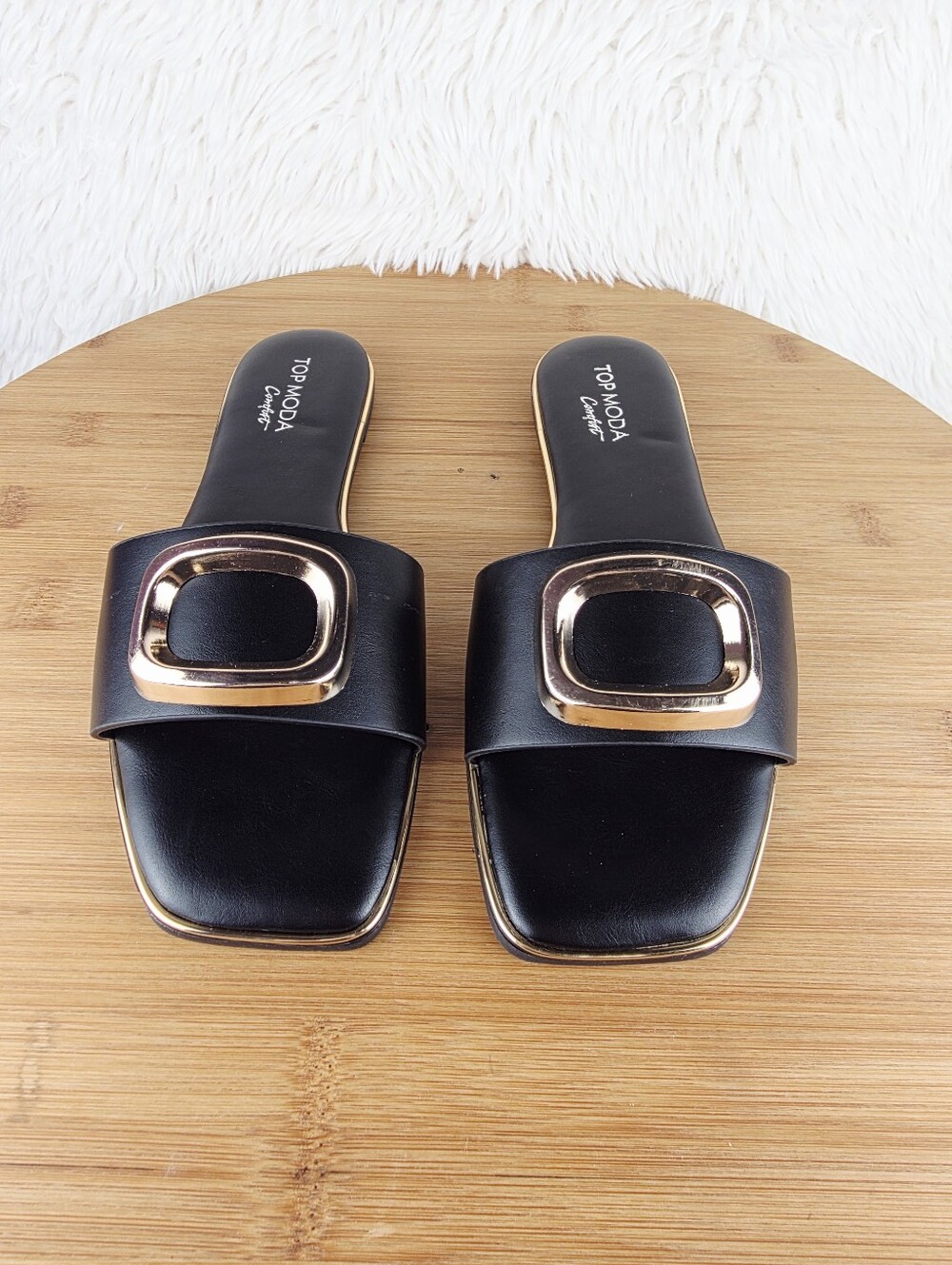 WOMEN'S SLIP IN BLACK SANDALS (MOANA-1 BLACK) - Picture 4 of 8